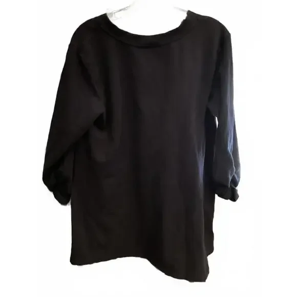 Susan Graver Navy Blue V Neck Sweatshirt Tunic Size Large - Picture 7 of 7